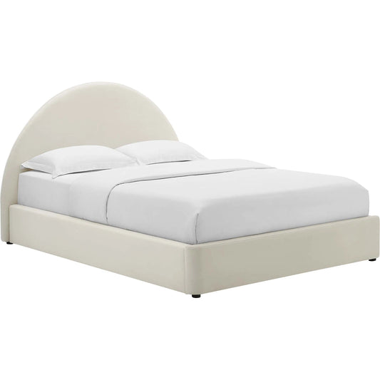 Edwards Arched Round Platform Bed by Evans & Londeen. Made from performance velvet in a unique style.