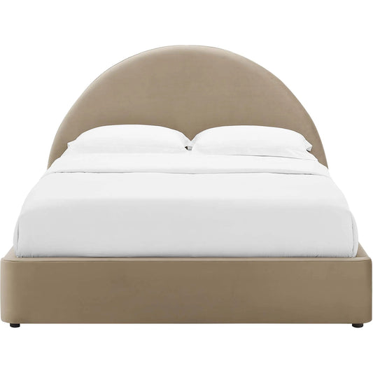 Edwards Arched Round Platform Bed by Evans & Londeen. Made from performance velvet in a unique style.