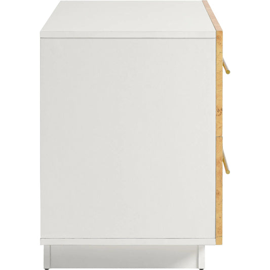 Weskan 2-Drawer Burl Wood Nightstand by Evans & Londeen in white bleached burl. Made from burl wood in a unique style.