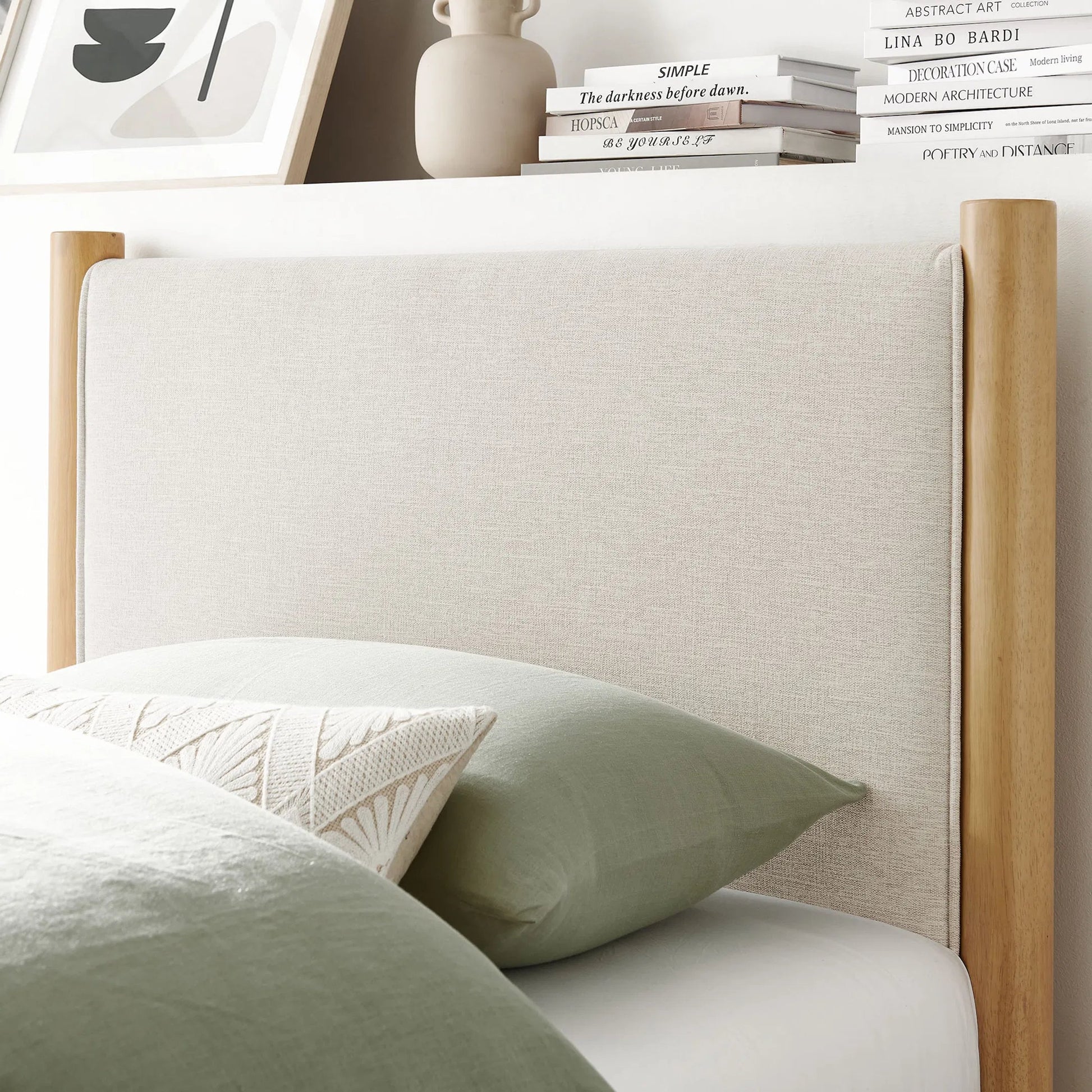 Strafford Platform Bed by Evans & Londeen. Made from fabric upholstered in a unique style.