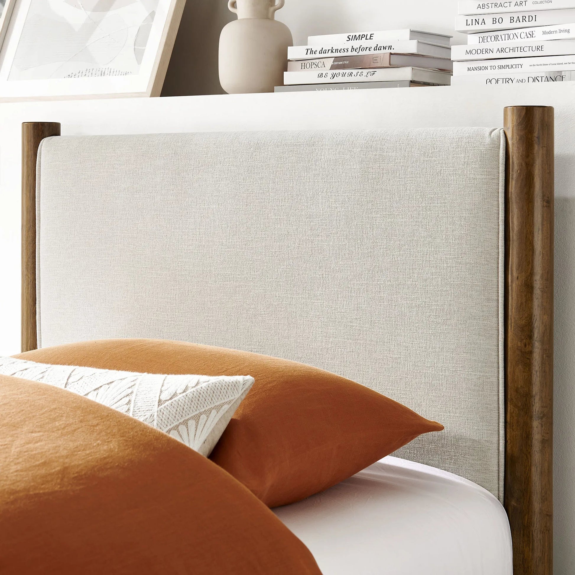 Strafford Platform Bed by Evans & Londeen. Made from fabric upholstered in a unique style.