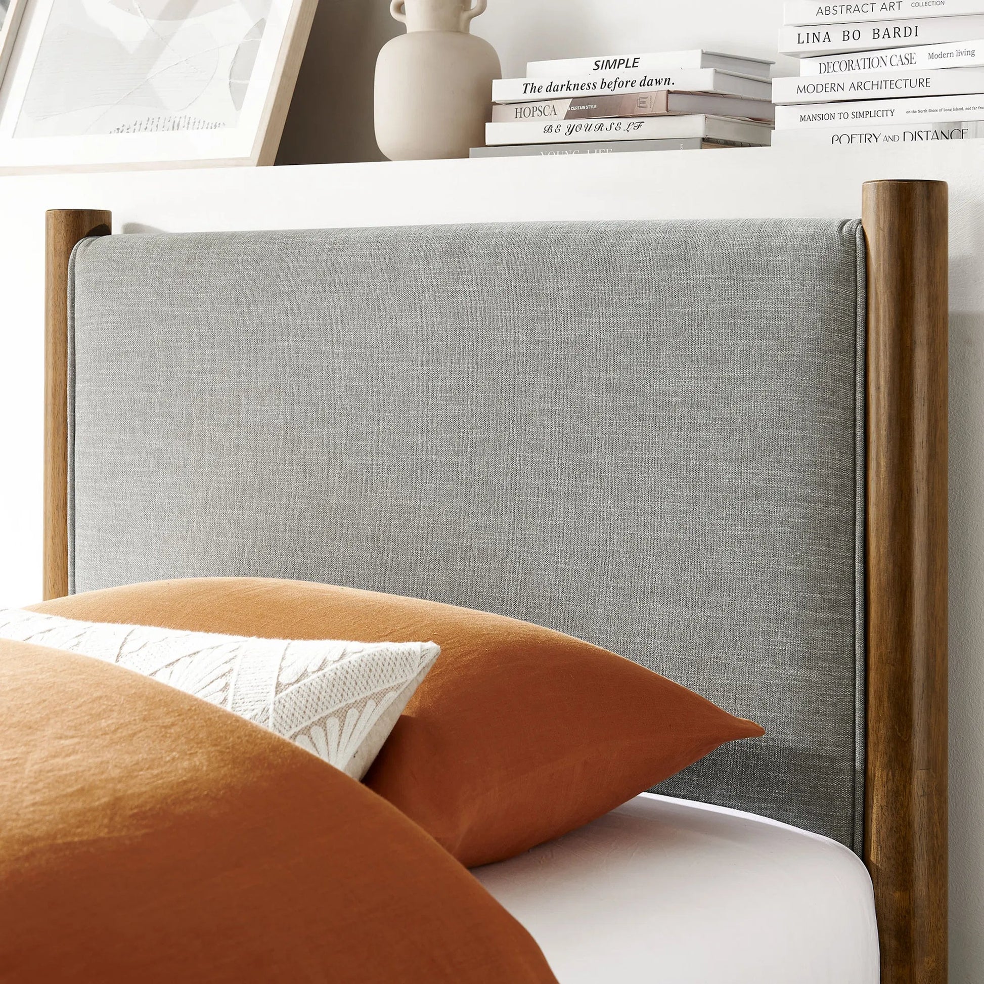 Strafford Platform Bed by Evans & Londeen. Made from fabric upholstered in a unique style.