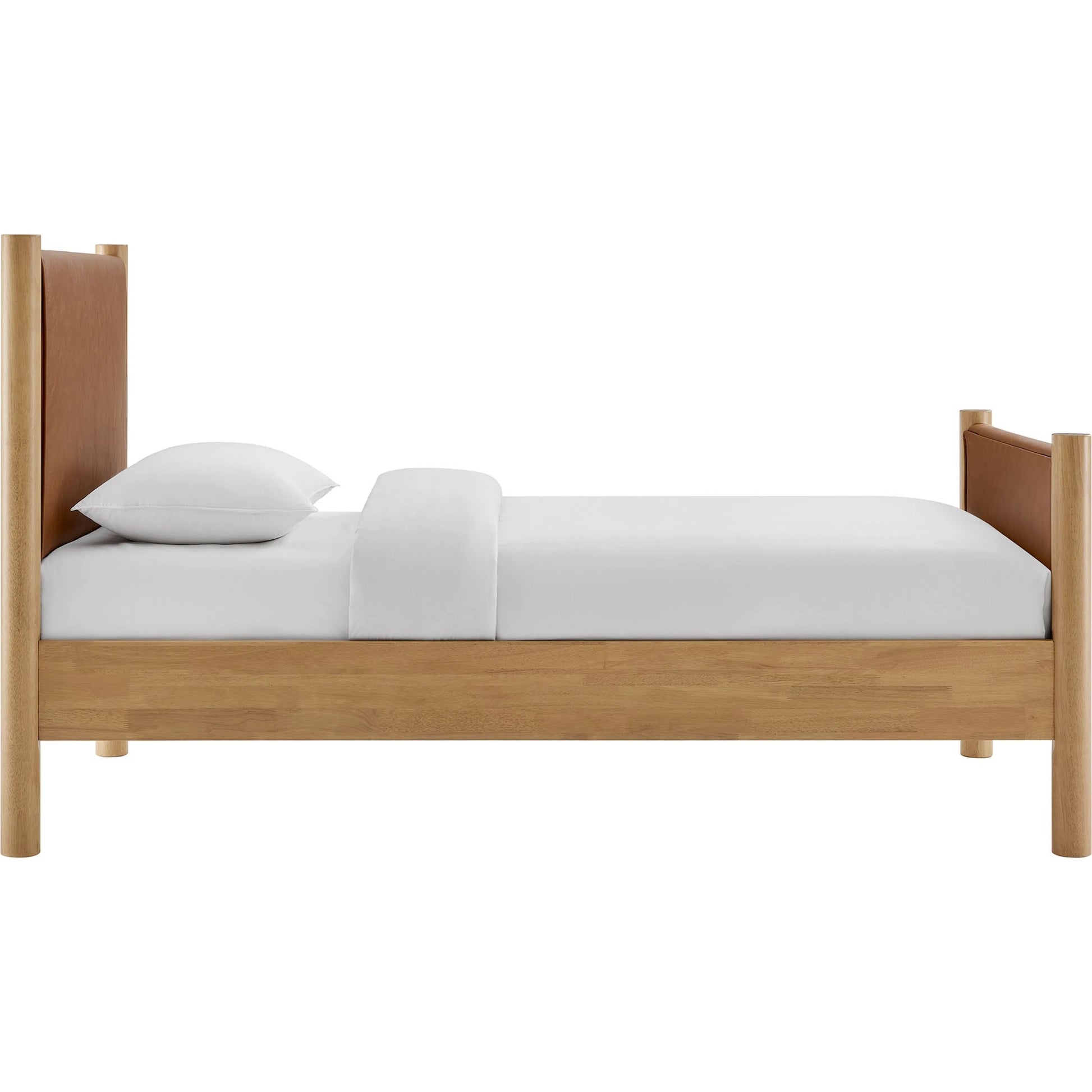 Sevier Size Vegan Platform Bed by Evans & Londeen. Made from vegan leather upholstered in a transitional style.