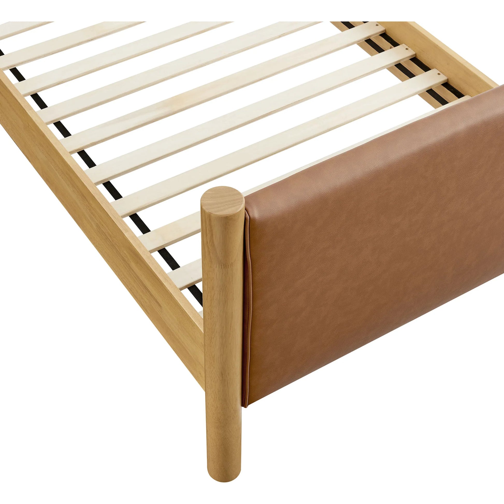 Sevier Size Vegan Platform Bed by Evans & Londeen. Made from vegan leather upholstered in a transitional style.