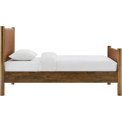 Sevier Size Vegan Platform Bed by Evans & Londeen. Made from vegan leather upholstered in a transitional style.