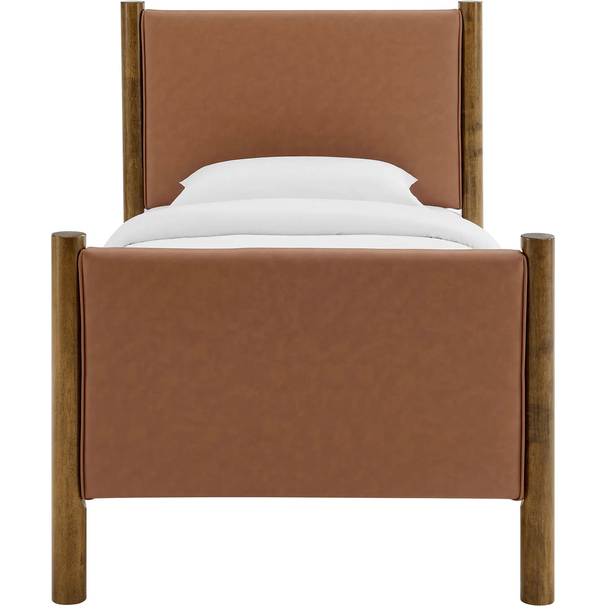 Sevier Size Vegan Platform Bed by Evans & Londeen. Made from vegan leather upholstered in a transitional style.