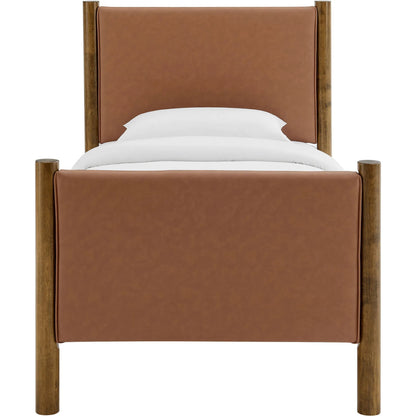 Sevier Size Vegan Platform Bed by Evans & Londeen. Made from vegan leather upholstered in a transitional style.