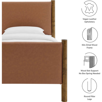 Sevier Size Vegan Platform Bed by Evans & Londeen. Made from vegan leather upholstered in a transitional style.
