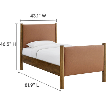 Sevier Size Vegan Platform Bed by Evans & Londeen. Made from vegan leather upholstered in a transitional style.