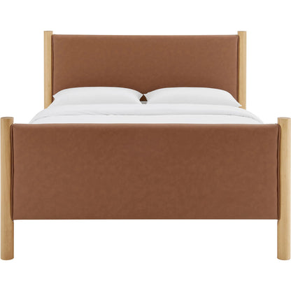 Sevier Size Vegan Platform Bed by Evans & Londeen. Made from vegan leather upholstered in a transitional style.