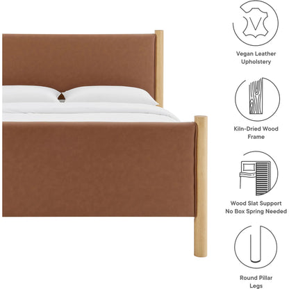 Sevier Size Vegan Platform Bed by Evans & Londeen. Made from vegan leather upholstered in a transitional style.