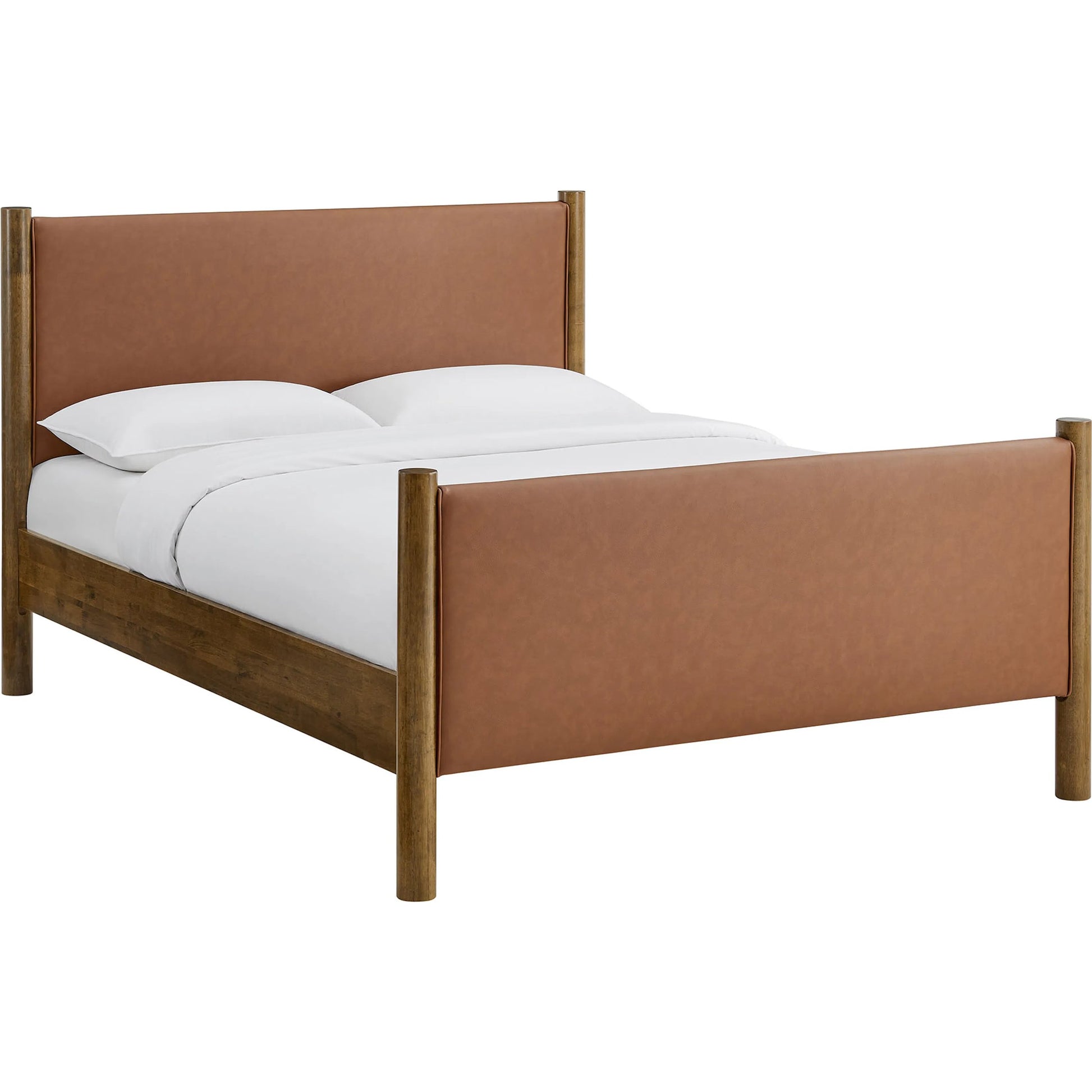 Sevier Size Vegan Platform Bed by Evans & Londeen. Made from vegan leather upholstered in a transitional style.
