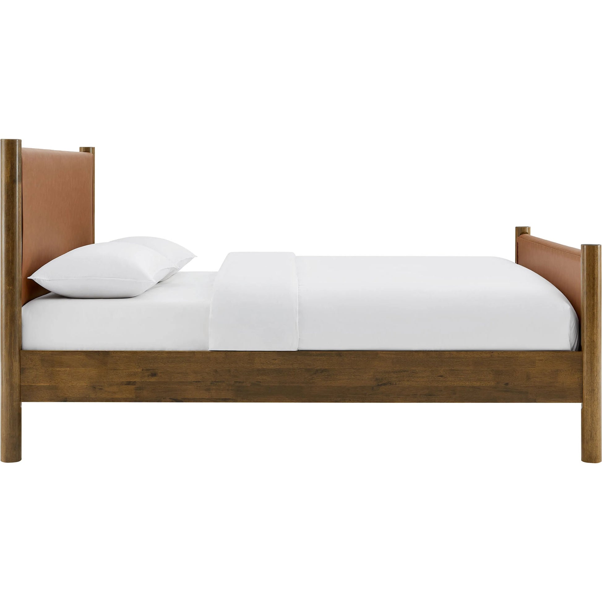 Sevier Size Vegan Platform Bed by Evans & Londeen. Made from vegan leather upholstered in a transitional style.