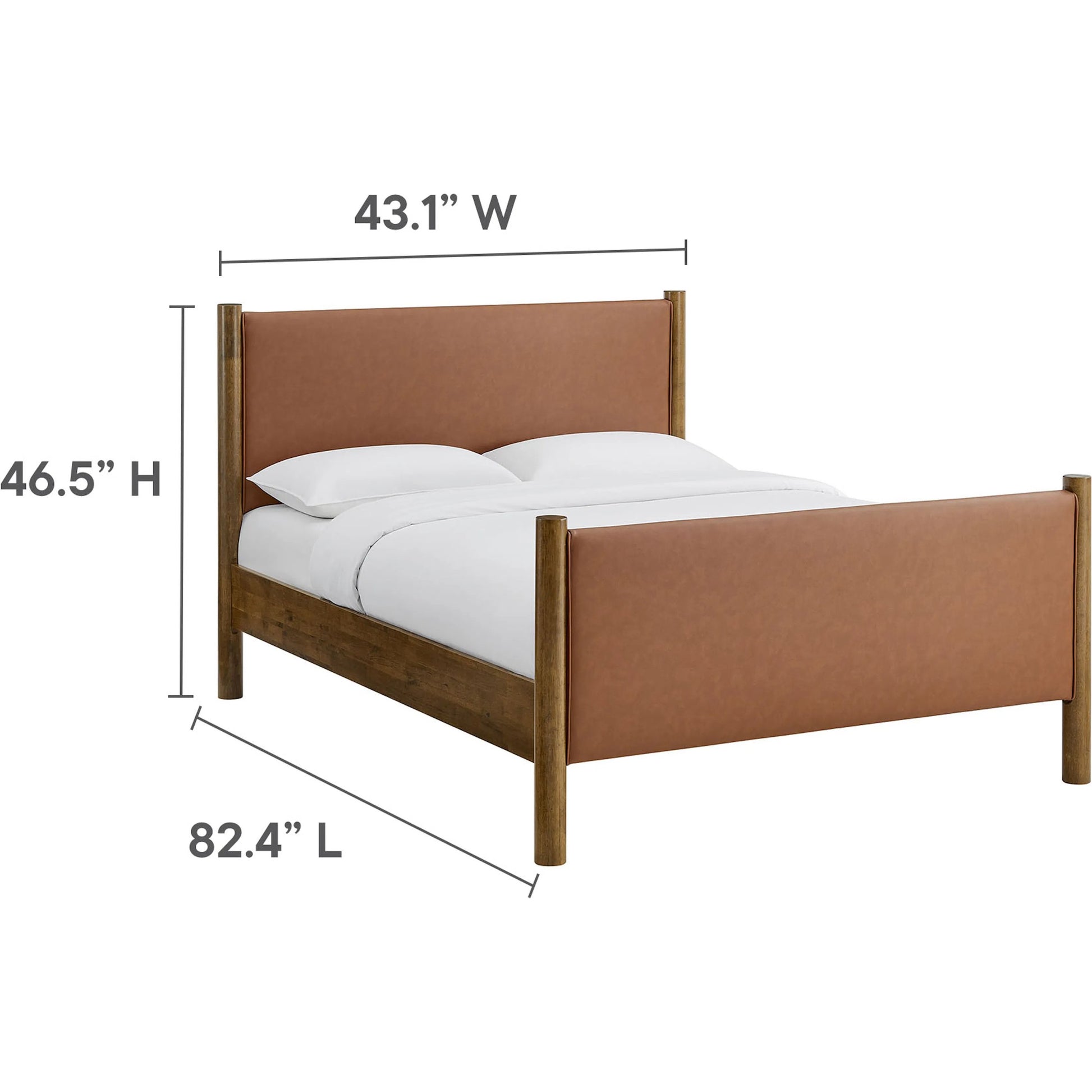 Sevier Size Vegan Platform Bed by Evans & Londeen. Made from vegan leather upholstered in a transitional style.