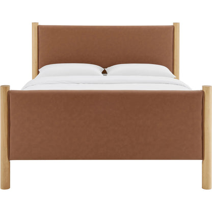 Sevier Size Vegan Platform Bed by Evans & Londeen. Made from vegan leather upholstered in a transitional style.