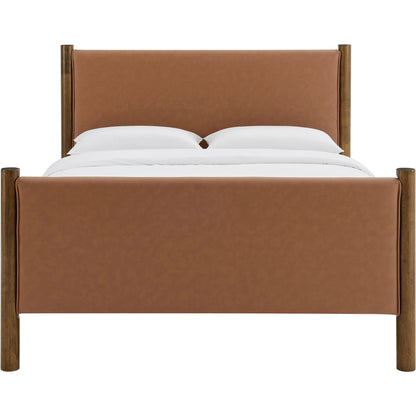 Sevier Size Vegan Platform Bed by Evans & Londeen. Made from vegan leather upholstered in a transitional style.