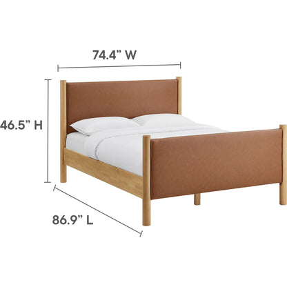 Sevier Size Vegan Platform Bed by Evans & Londeen. Made from vegan leather upholstered in a transitional style.