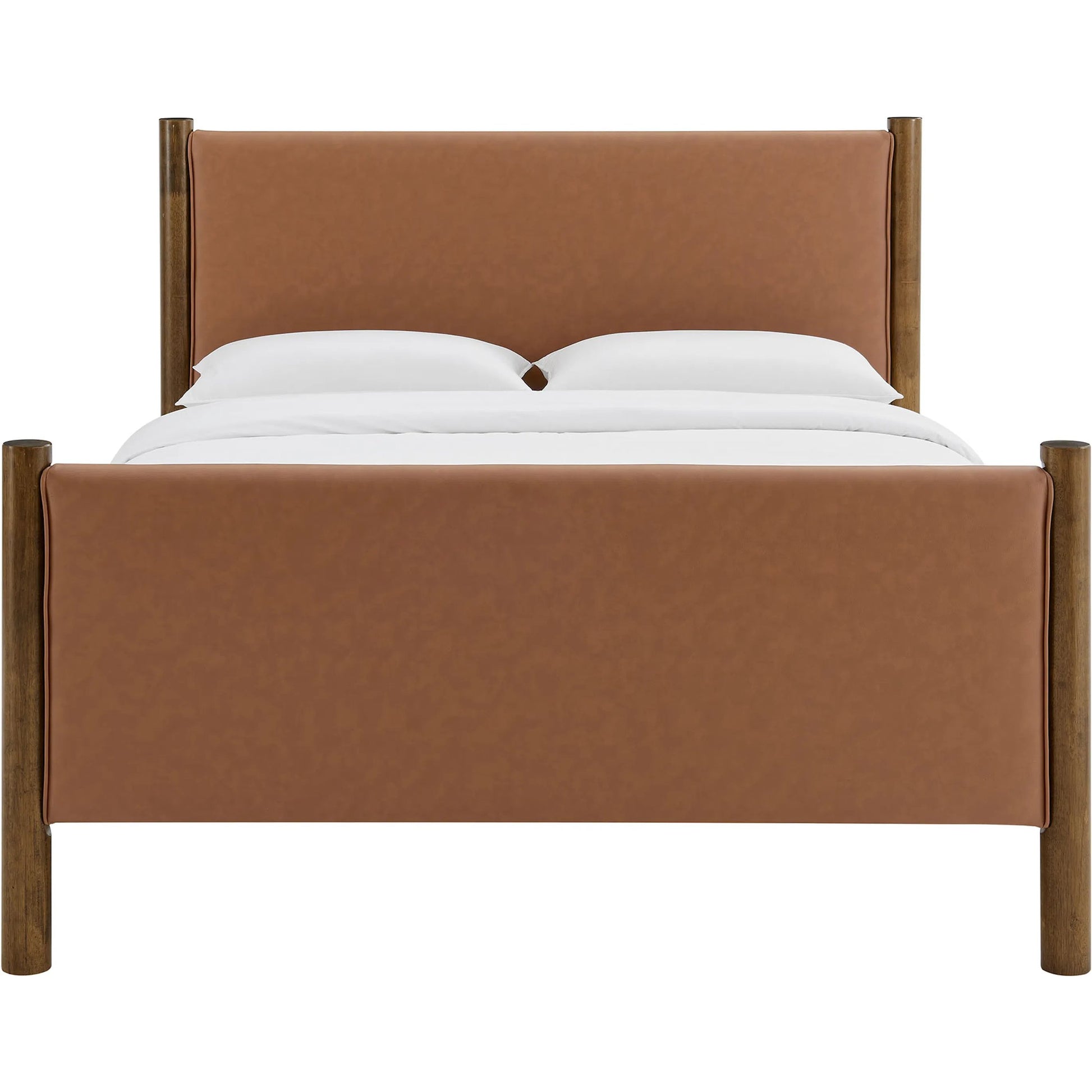 Sevier Size Vegan Platform Bed by Evans & Londeen. Made from vegan leather upholstered in a transitional style.