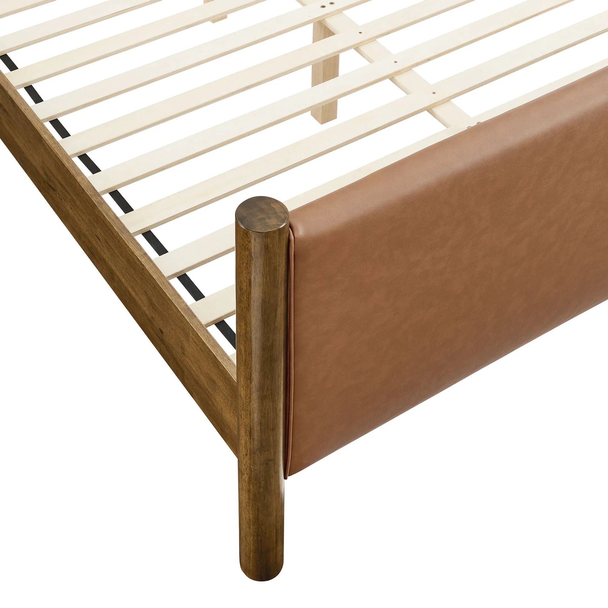 Sevier Size Vegan Platform Bed by Evans & Londeen. Made from vegan leather upholstered in a transitional style.
