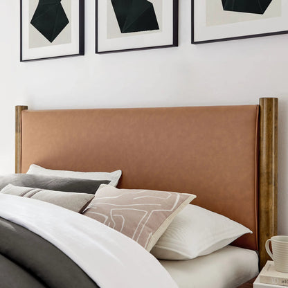 Sevier Size Vegan Platform Bed by Evans & Londeen. Made from vegan leather upholstered in a transitional style.