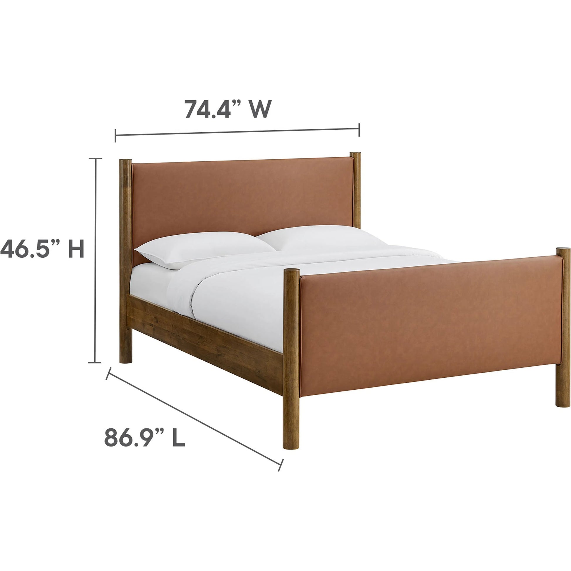 Sevier Size Vegan Platform Bed by Evans & Londeen. Made from vegan leather upholstered in a transitional style.