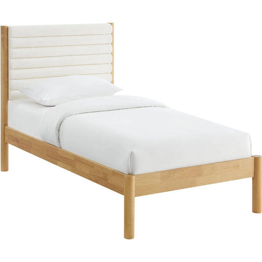 Yellowstone Channel Boucle Solid Wood Platform Bed by Evans & Londeen. Made from channel tufted boucle solid wood in a unique style.