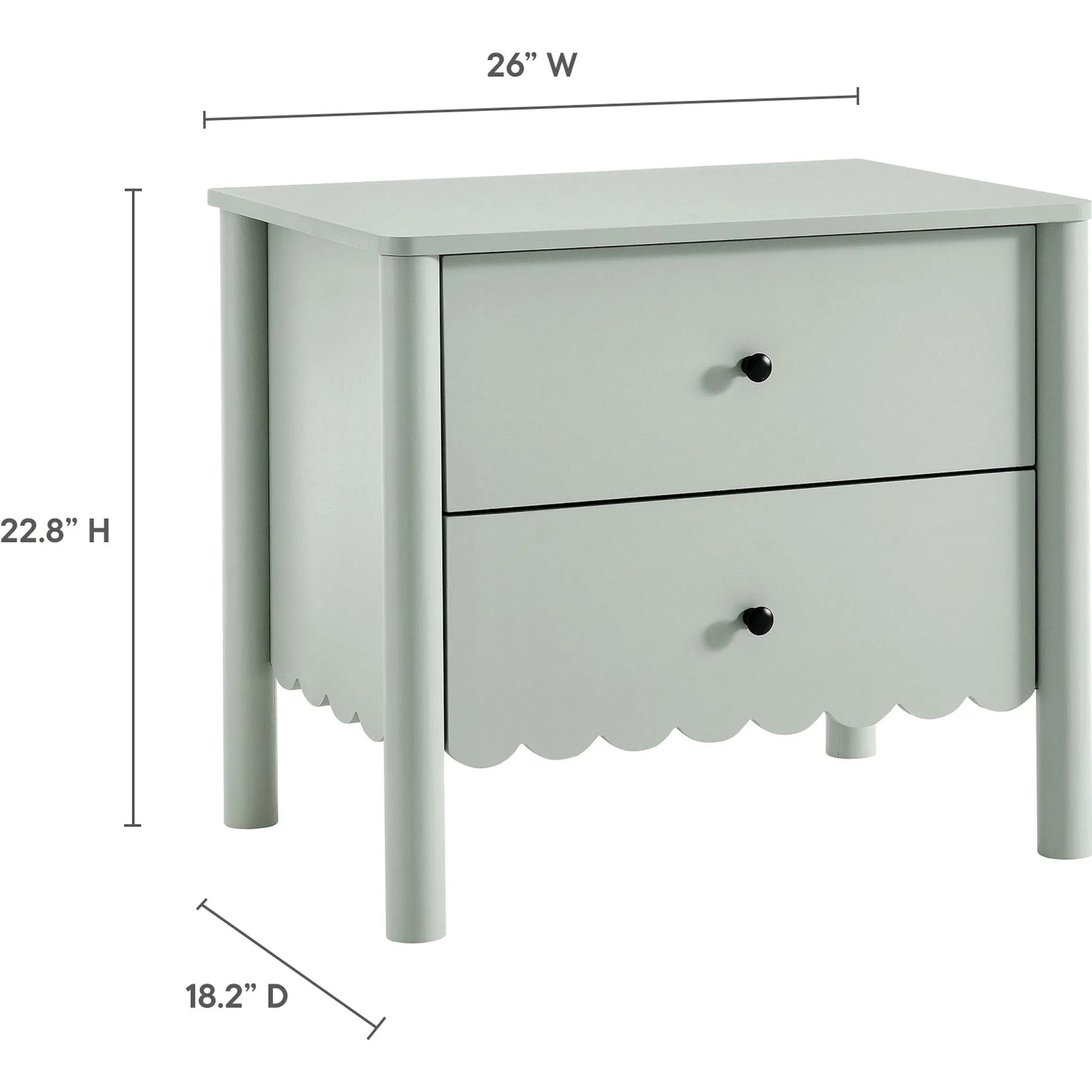 Kiowa Scalloped 2-Drawer Nightstand by Evans & Londeen. Made from unique in a transitional style.