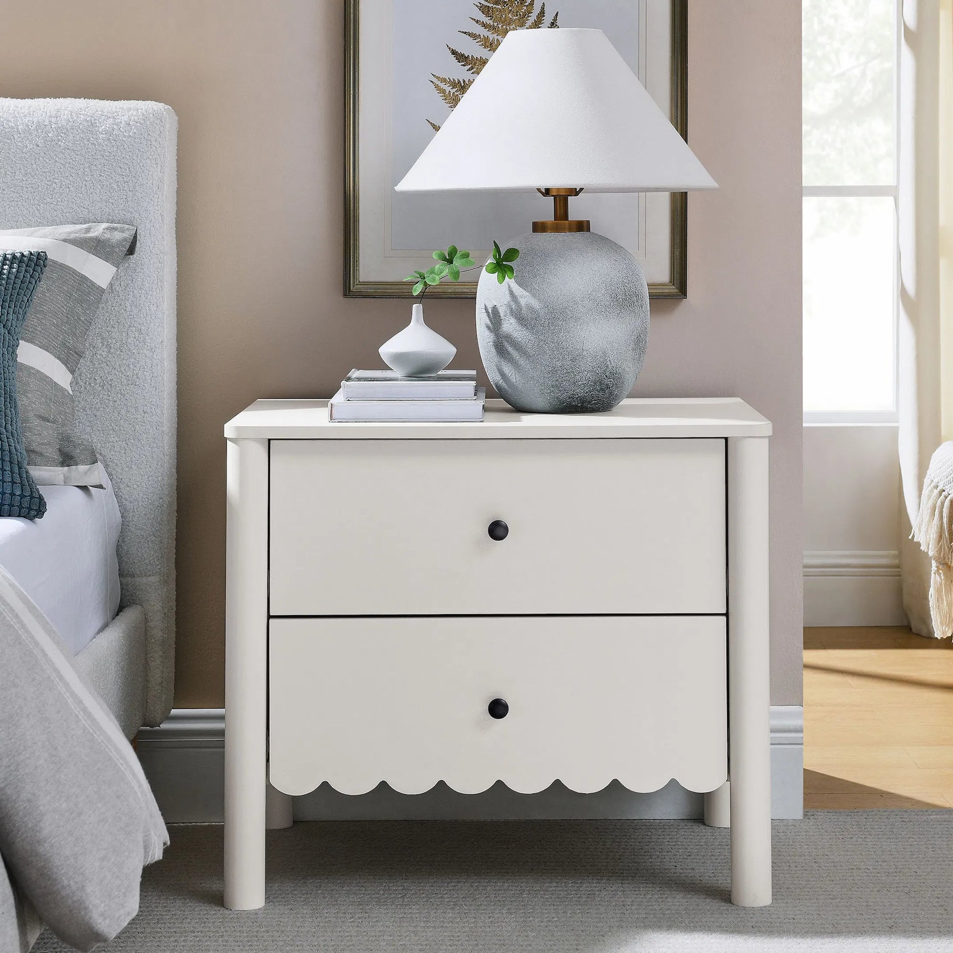 Kiowa Scalloped 2-Drawer Nightstand by Evans & Londeen. Made from unique in a transitional style.