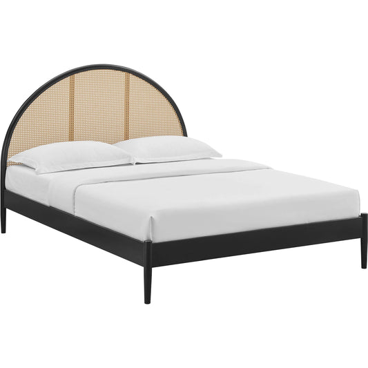 Hope Arched Rattan Cane Platform Bed by Evans & Londeen. Made from rattan cane in a unique style.