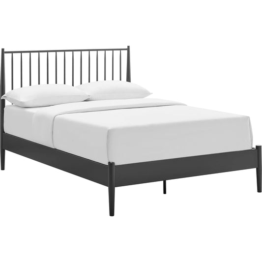 Corozal Spindle Metal Platform Bed by Evans & Londeen in charcoal. Made from metal in a modern style.
