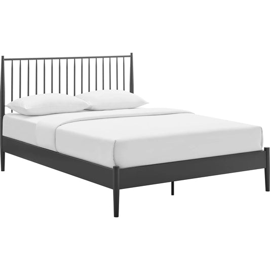 Corozal Spindle Metal Platform Bed by Evans & Londeen in charcoal. Made from metal in a modern style.