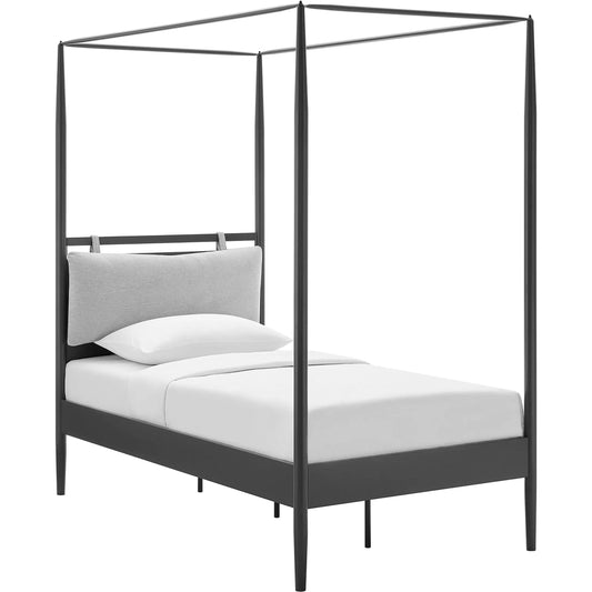 Atlantic 4-Poster Canopy Metal Platform Bed by Evans & Londeen in charcoal. Made from metal in a modern style.