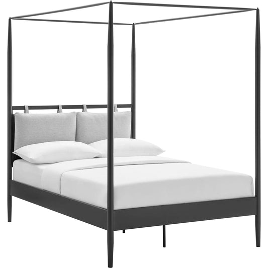 Atlantic 4-Poster Canopy Metal Platform Bed by Evans & Londeen in charcoal. Made from metal in a modern style.