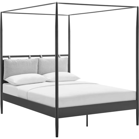 Atlantic 4-Poster Canopy Metal Platform Bed by Evans & Londeen in charcoal. Made from metal in a modern style.