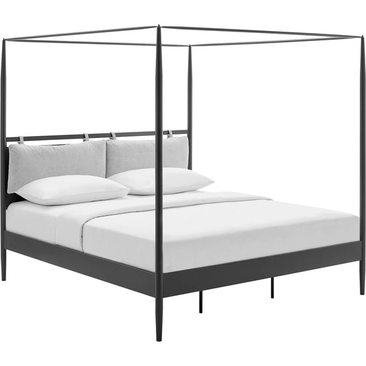 Atlantic 4-Poster Canopy Metal Platform Bed by Evans & Londeen in charcoal. Made from metal in a modern style.