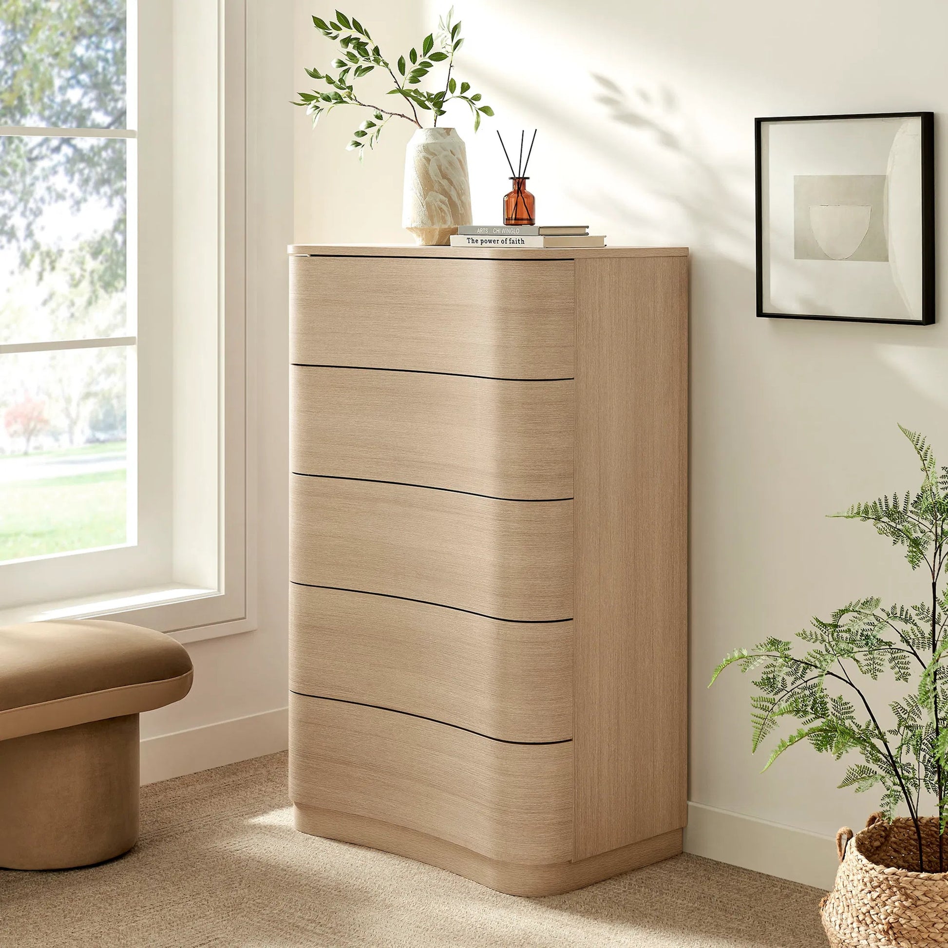 Cheatham 5-Drawer Curved Dresser Chest of Drawers by Evans & Londeen. Made from unique in a transitional style.