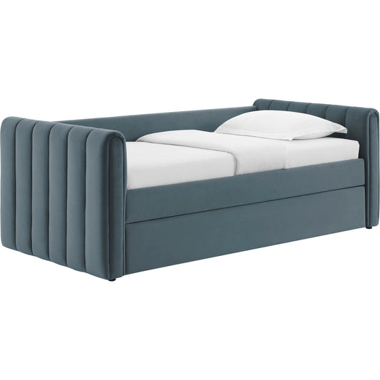 Yuma Channel Daybed With Trundle by Evans & Londeen. Made from performance velvet in a transitional style.