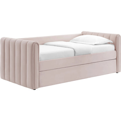 Yuma Channel Daybed With Trundle by Evans & Londeen. Made from performance velvet in a transitional style.