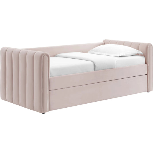 Yuma Channel Daybed With Trundle by Evans & Londeen. Made from performance velvet in a transitional style.
