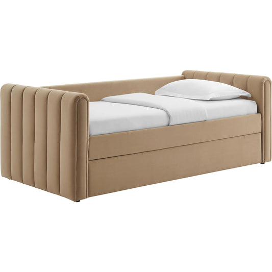 Yuma Channel Daybed With Trundle by Evans & Londeen. Made from performance velvet in a transitional style.