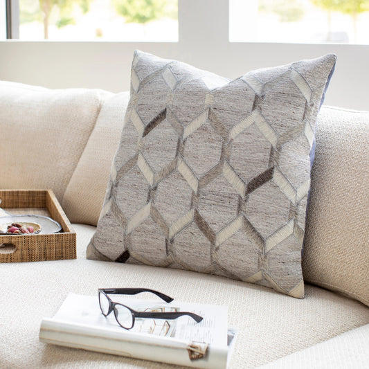 Medora Pillow - 17416 by Surya. Made from front: 60% viscose, 40% hair on hide, back: 100% cotton in a modern style.