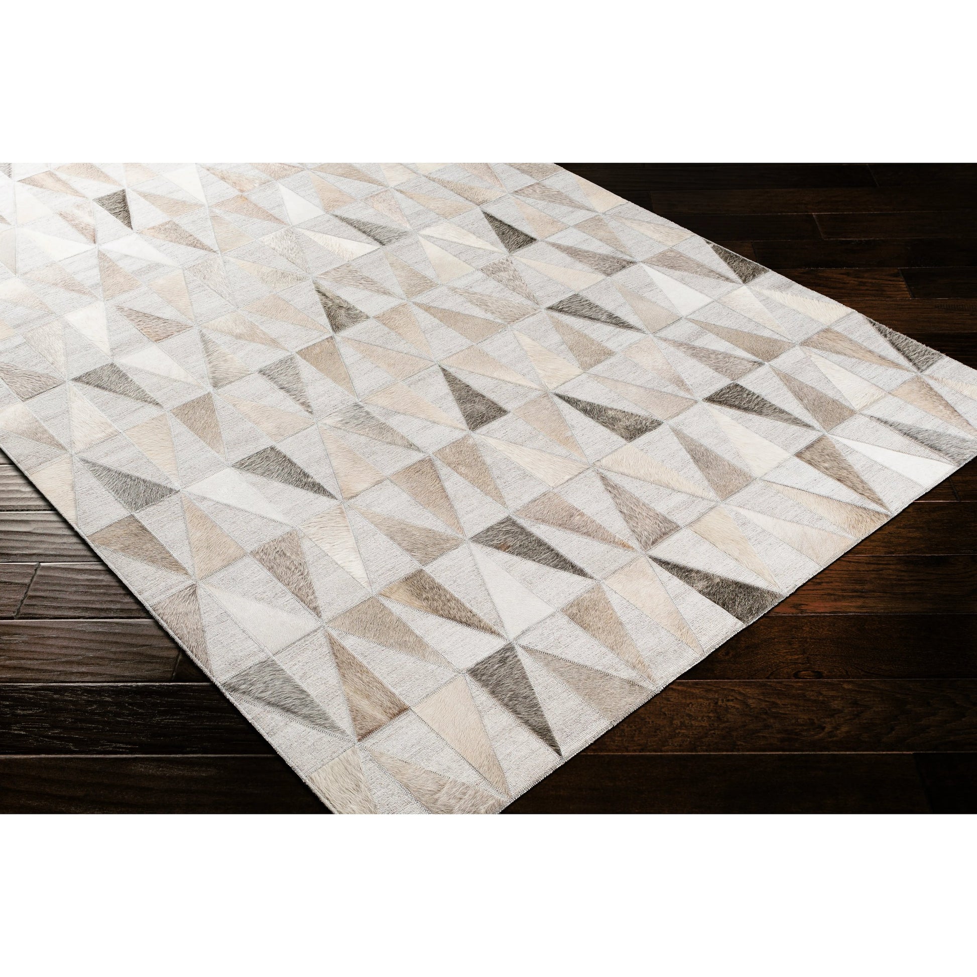 Medora Rug - 25364 by Surya in charcoal, cream, beige, light gray, medium gray. Made from 60% viscose, 40% hair on hide in a unique style.