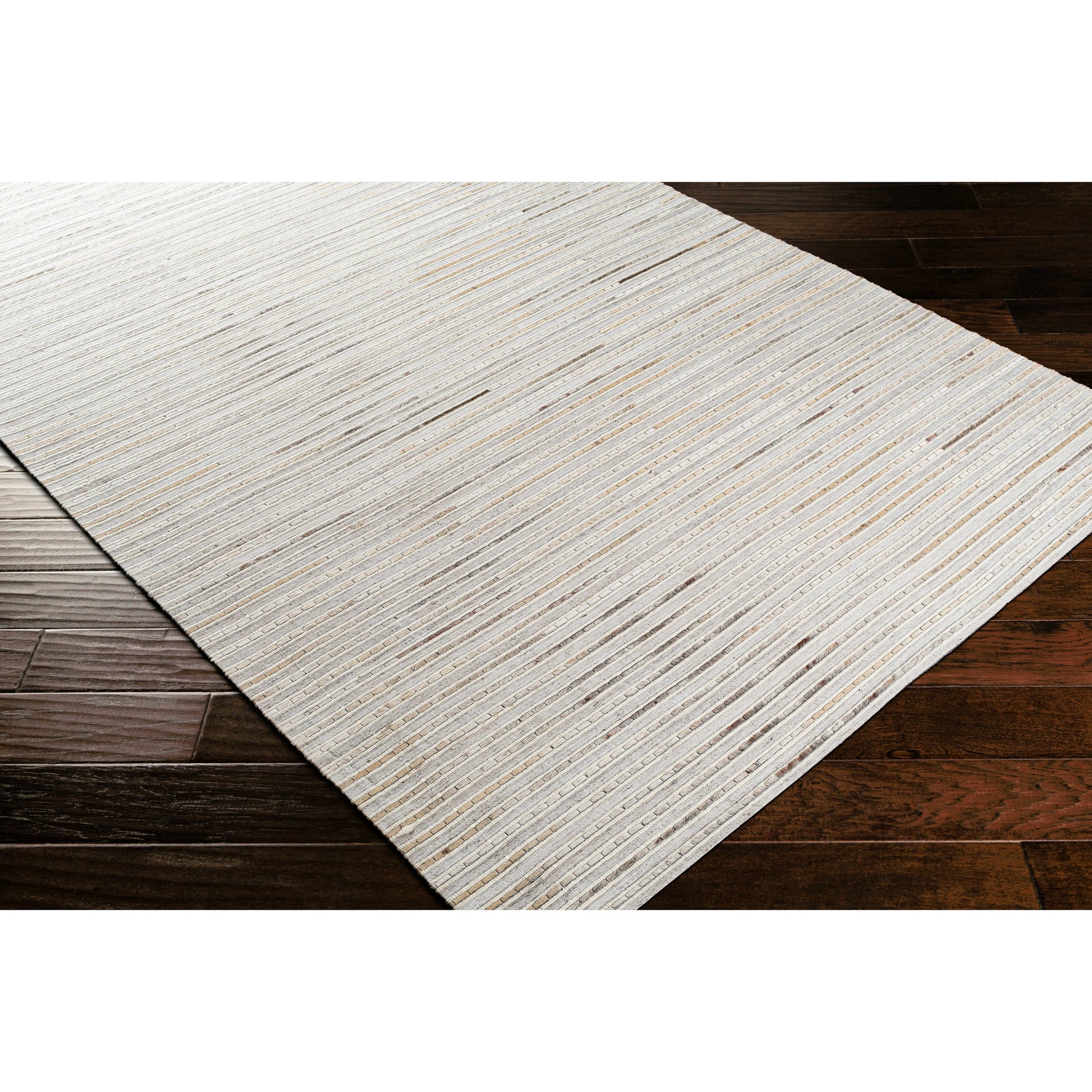 Medora Rug - 26072 by Surya in taupe, dark brown, oatmeal, black, medium gray. Made from 50% wool, 30% hair on hide, 20% viscose in a unique style.