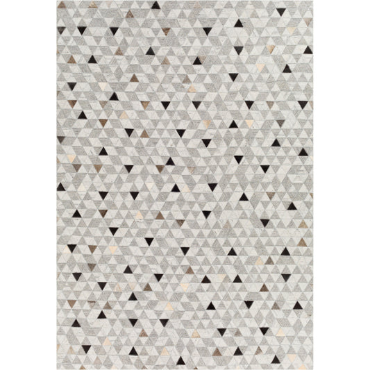 Medora Rug - 30191 by Surya in gray, black, light gray, medium brown, light brown, tan. Made from 65% viscose, 35% leather in a unique style.