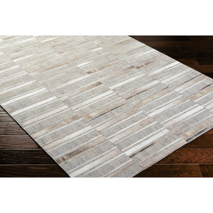 Medora Rug - 489431 by Surya in taupe, ivory, stone grey, charcoal. Made from face: 60% leather, 40% viscose in a unique style.