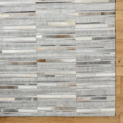 Medora Rug - 489431 by Surya in taupe, ivory, stone grey, charcoal. Made from face: 60% leather, 40% viscose in a unique style.