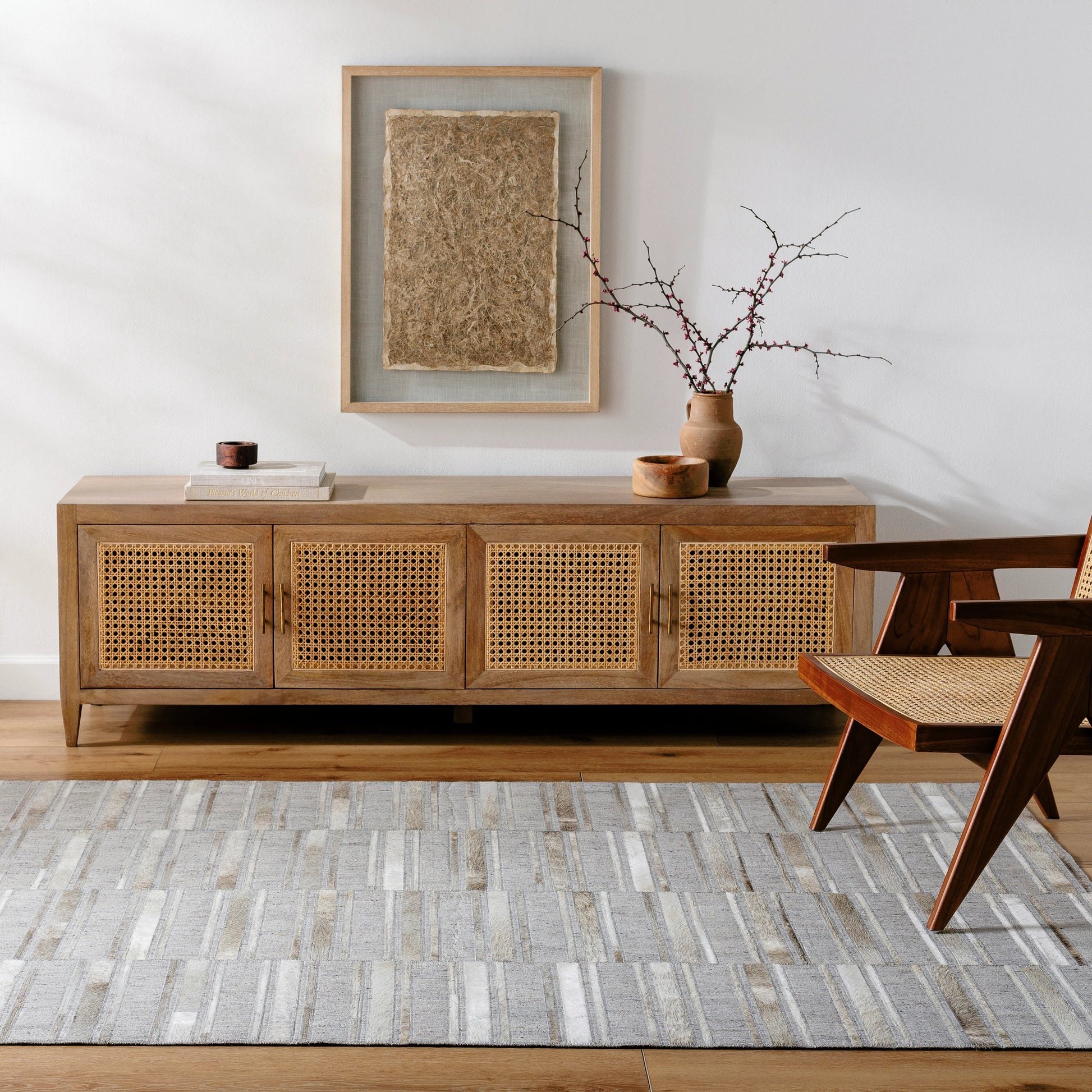 Medora Rug - 489431 by Surya in taupe, ivory, stone grey, charcoal. Made from face: 60% leather, 40% viscose in a unique style.
