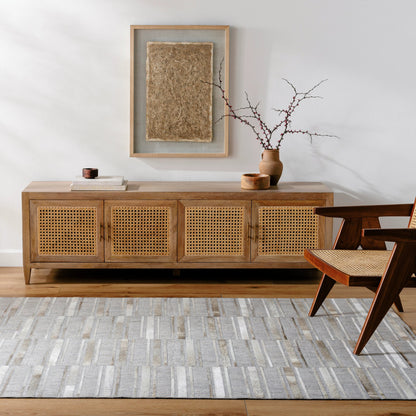 Medora Rug - 489431 by Surya in taupe, ivory, stone grey, charcoal. Made from face: 60% leather, 40% viscose in a unique style.