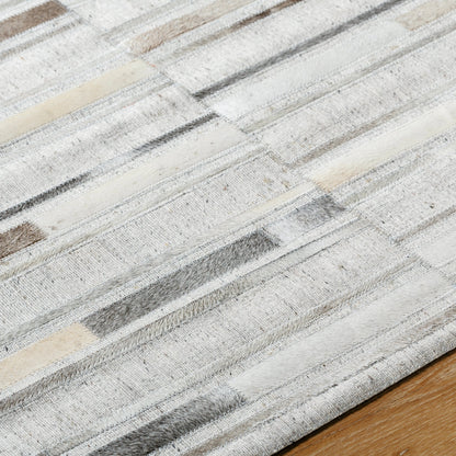 Medora Rug - 489431 by Surya in taupe, ivory, stone grey, charcoal. Made from face: 60% leather, 40% viscose in a unique style.