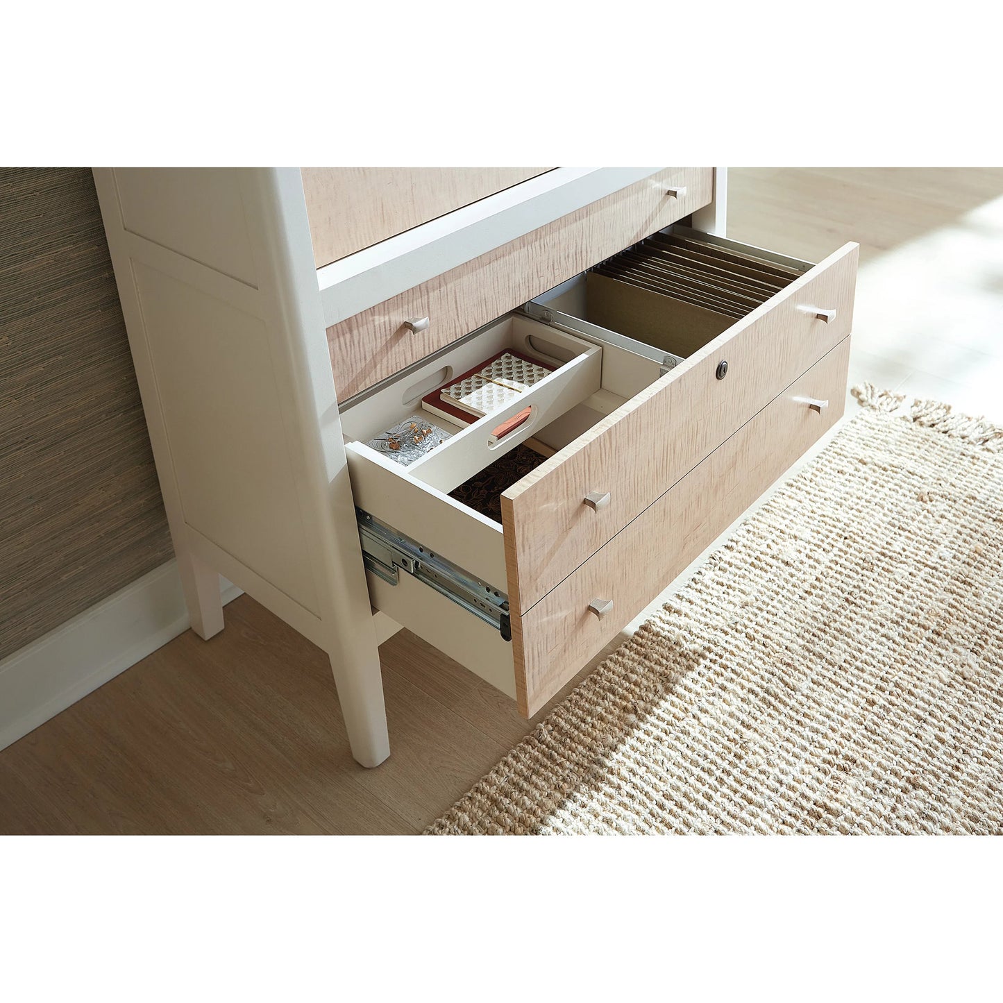 006 SI-2250672 | Lifestyle | Hera Hub by Hooker Furniture in whites, creams, beiges and almond white, maple. Made from unique in a modern style.
